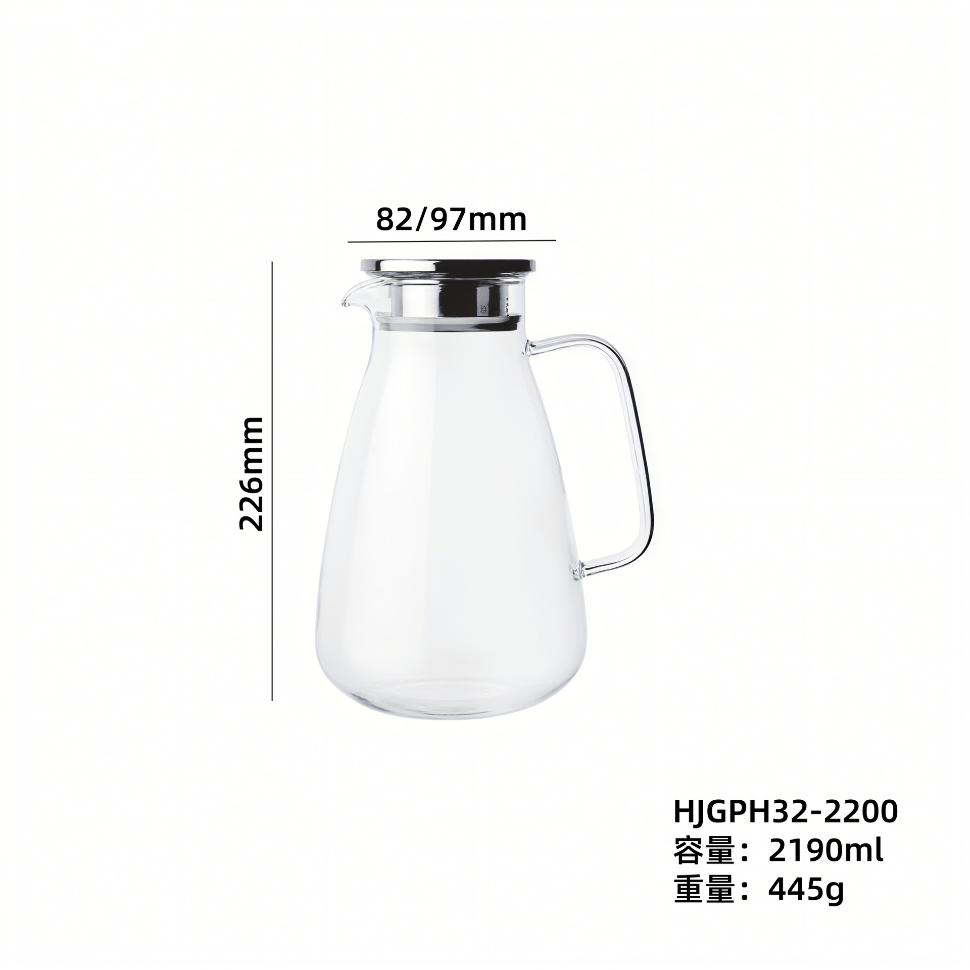Europa de alta borosilicona resistente al calor tetera de agua caliente doméstica tetera de agua fría de vidrio tetera de té de gran capacidad fría tetera de jugo de fruta abierta