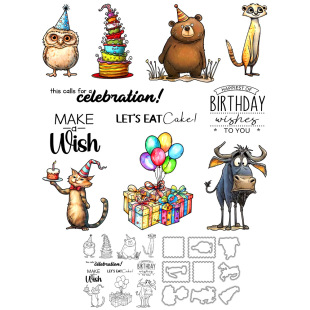 Cross-border distribution account decoration animal shape greeting card decoration transparent silicone seal handmade paper art embossing knife mold