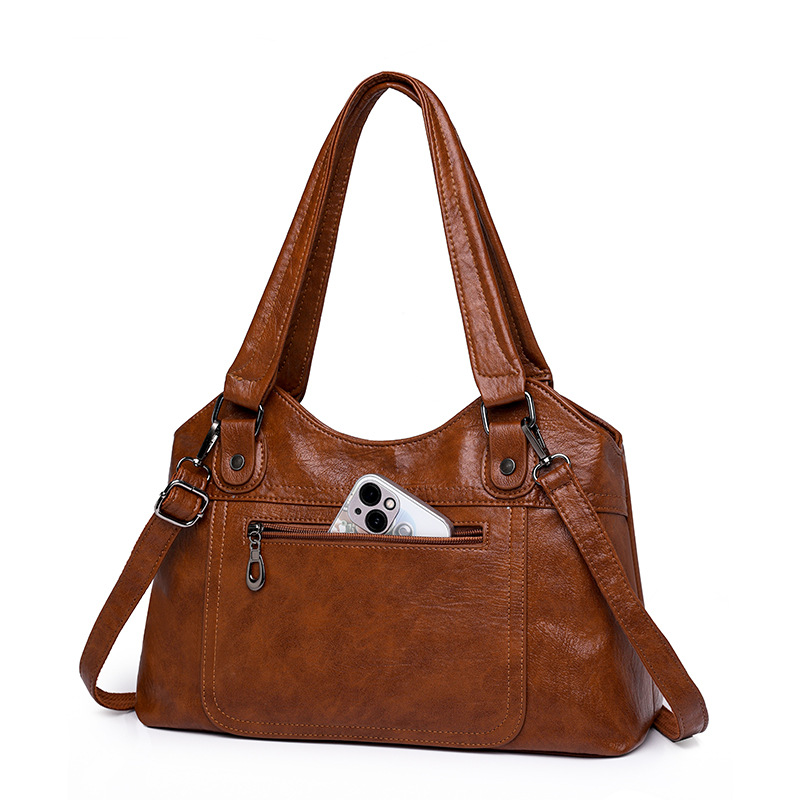 Frauen Tasche 2023 Neue Single Schulter Diagonal Straddle Handheld Tote Tasche frauen Große Kapazität Gewaschenes Leder Tasche Frauen der Tasche_voghion.com