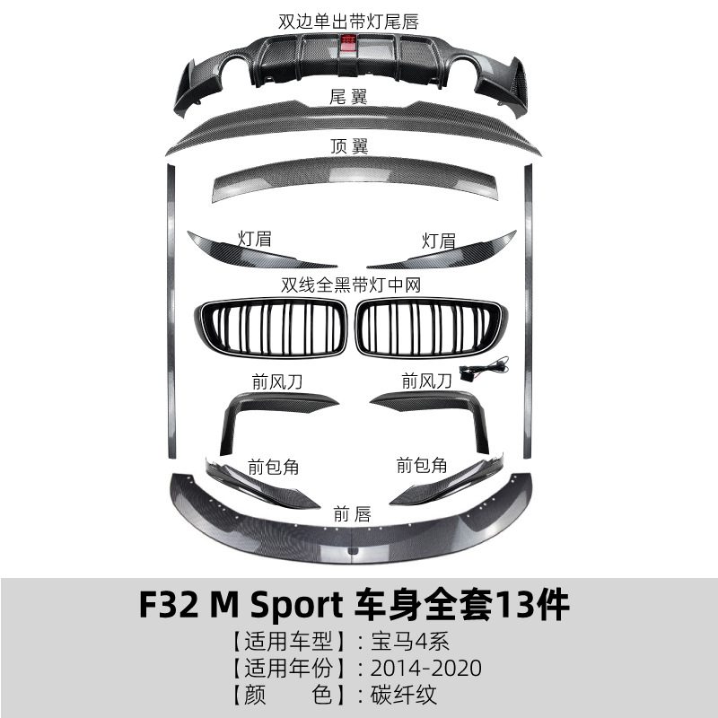 Sport 2014-2020 Front Lip – BMW Big Surrounded - full-body-kit-13pcs-carbon-fiber-pattern