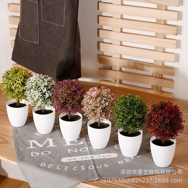 Simulación de plantas verdes, plantas en macetas, comercio electrónico, venta al por mayor, venta directa de fábrica, bola de hierba artificial de plástico, decoración del hogar, decoración del hogar image 1