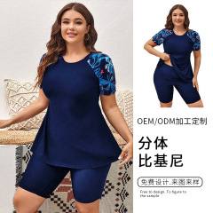 クロスボーダー水着スプリット太った妹の大きいサイズのリゾート風水着熱帯プリントタンキニtankini