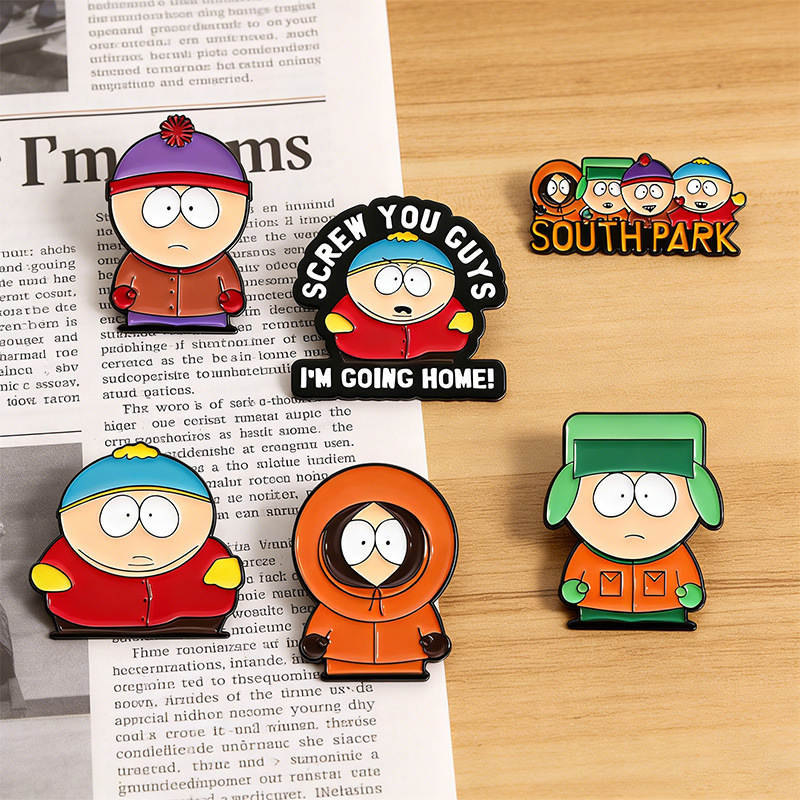 American-Style Cartoon Funny Drama Animation South Park Themed Oil-Drip Metal Badge Versatile Brooch Clothing Accessory American-Style Cartoon Funny Drama Animation South Park Themed Oil-Drip Metal Badge Versatile Brooch Clothing Accessory