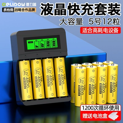 Hibrid akkumulyator batareyaları 4800 Audio Microphone Nickel Metal - 4-slot-lcd-charger-aa-4800-battery-12-cells