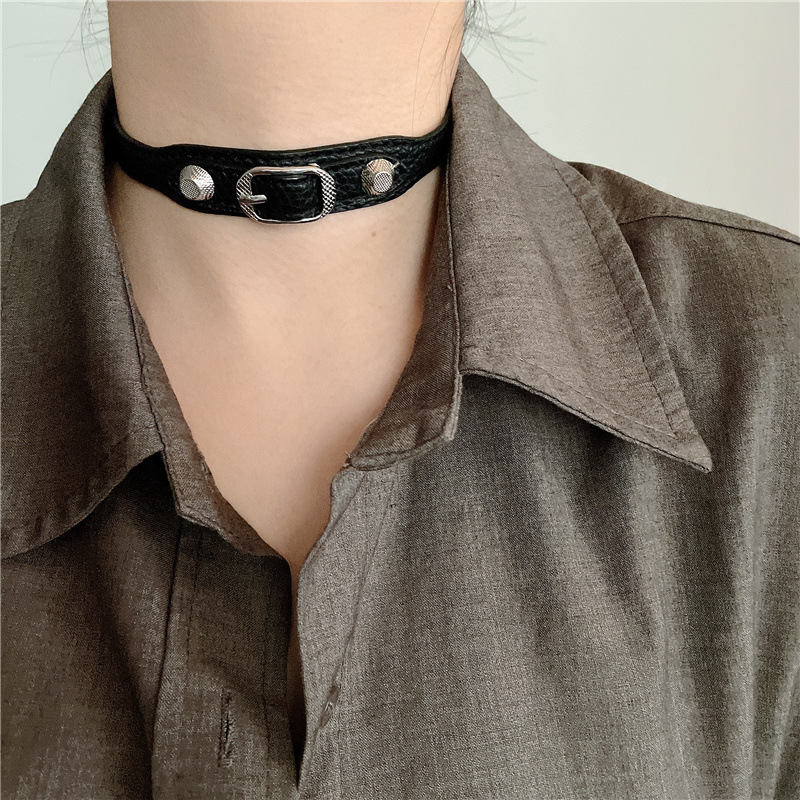 Punk Leather Short Collar Wholesale display picture 7