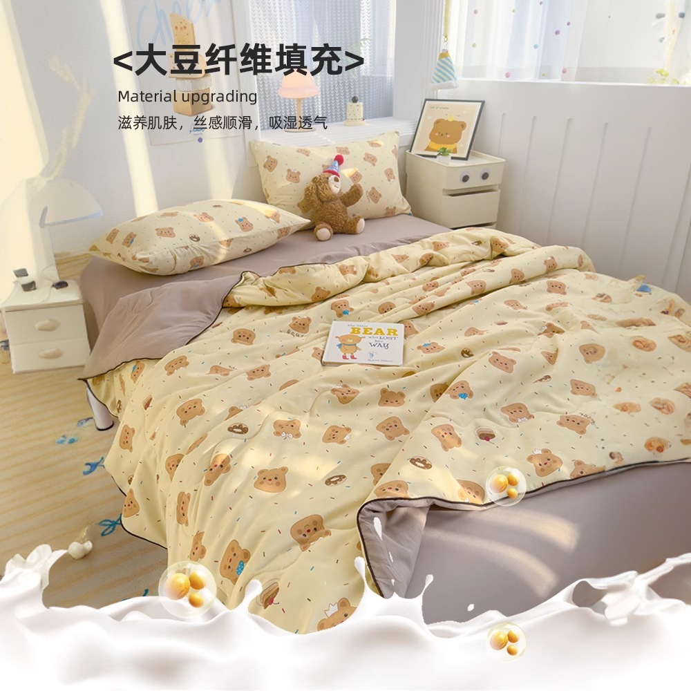 Un hilo de doble capa, edredón fresco de verano, edredón de aire acondicionado, edredón de soja individual de verano, edredón de verano, lavable a máquina 3