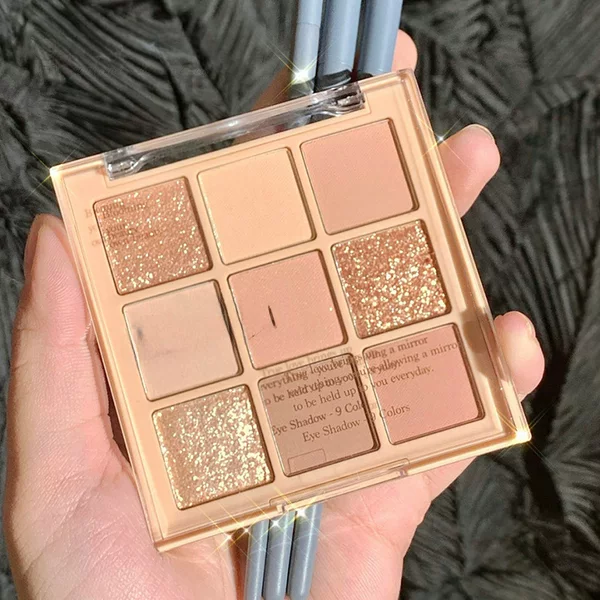 Dikalu Transparent Milk Tea Nine-Square Grids Nine-Color Acrylic Eye Shadow Palette Pearlescent Matte Nude Color Cross-Border Model