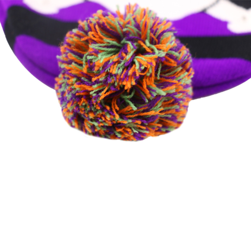 Original design explosion hot selling funny holiday party LED knitted hat pumpkin ghost skull knitted hat Halloween_voghion.com