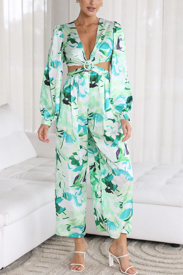 Women's Street Simple Style Color Block Full Length Printing Jumpsuits display picture 2