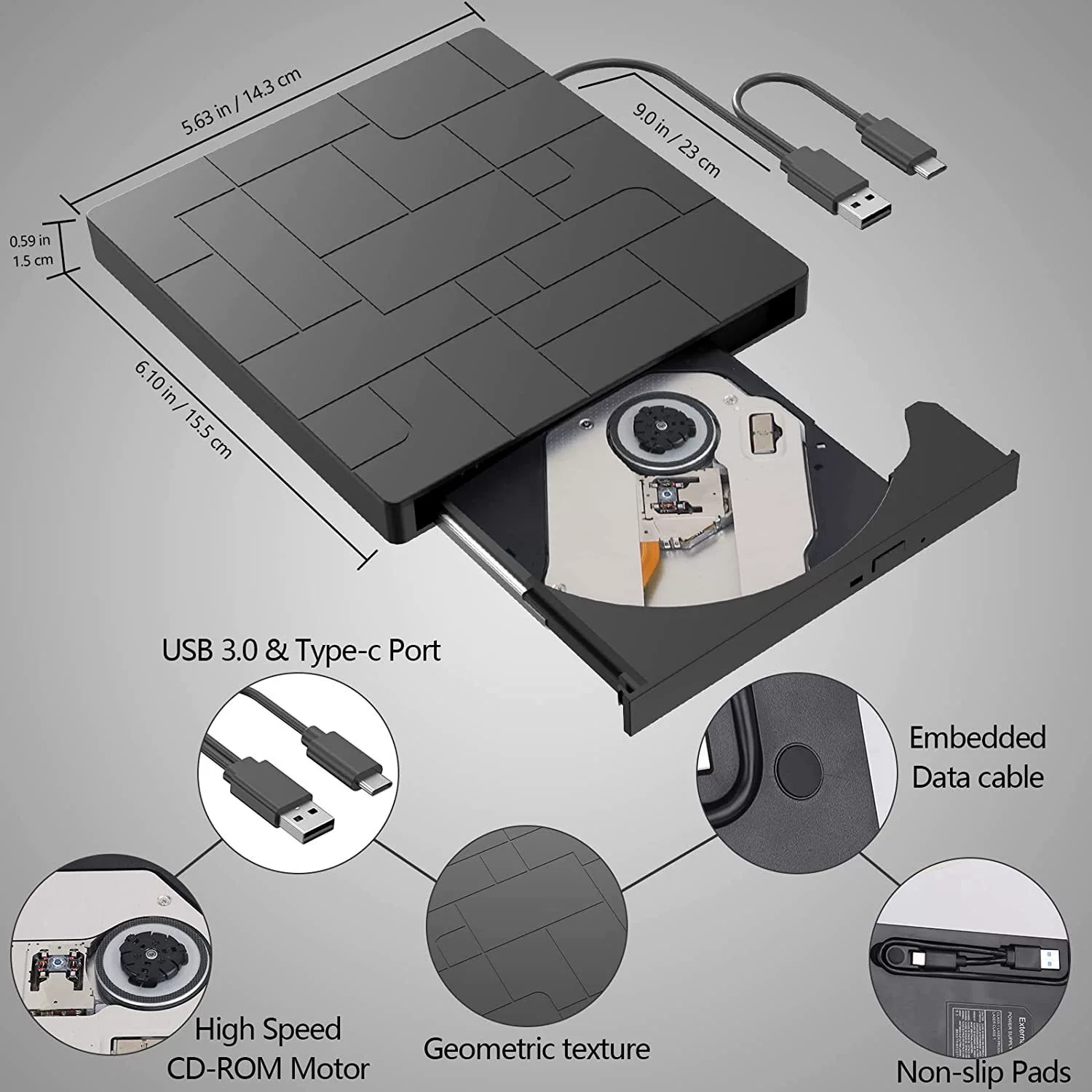 Mobile burner laptop multi-function external optical drive 7-in-1 ultra-thin card CD player