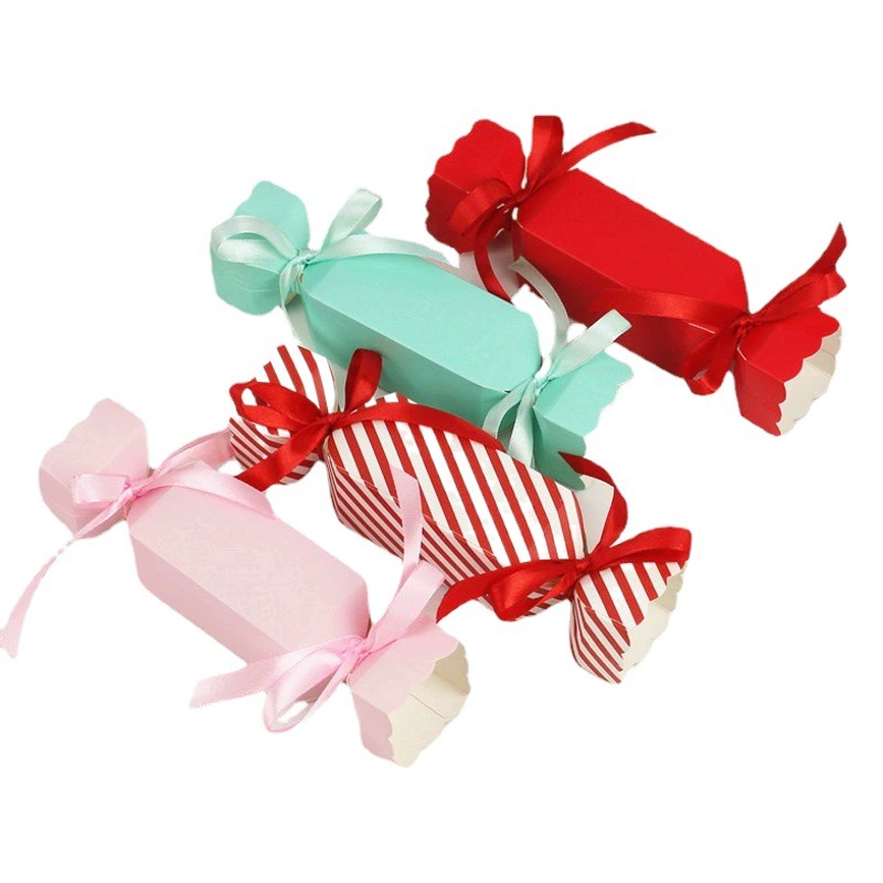 Рождественская красная полосатая свадебная коробка конфет в европейском стиле, картонная коробка для свежих конфет, креативная свадебная ваза в форме конфет, подарочная коробка