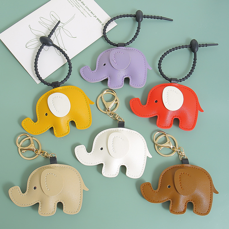 Original High-Quality Pu Leather Cartoon Animal Elephant Pendant Keychain Bag Accessory Cross-Border Three-Dimensional Small Elephant Doll
