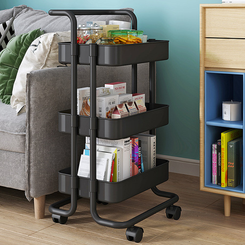 Nordic mobile cart kitchen shelf bookshelf floor-standing multi-layer bedroom snack bookshelf sundry storage and organization rack