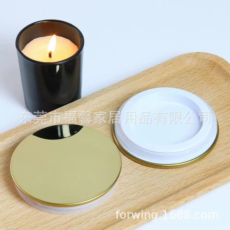 东莞福馨-蜡烛杯盖新设计不锈钢电镀金属香薰储物罐盖仿锌合金盖