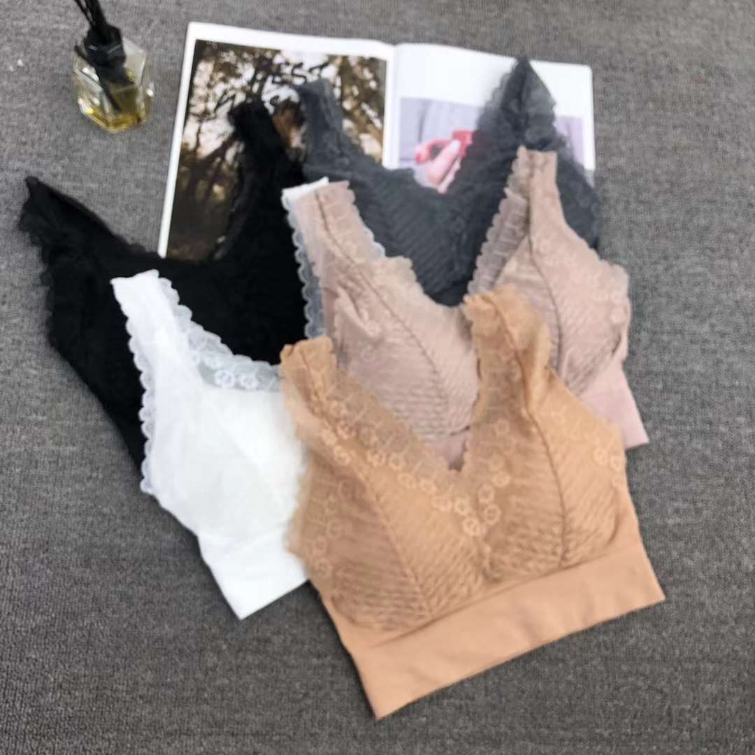 Nuevo encaje sin costuras espalda envuelta en el pecho ropa interior inalámbrica camisola sexy ropa interior de mujer base anti-exposición