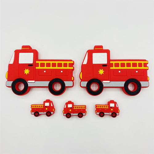 Manufacturer supplies silicone fire truck beads, baby teeth grinding and chewing, baby teether, DIY jewelry accessories
