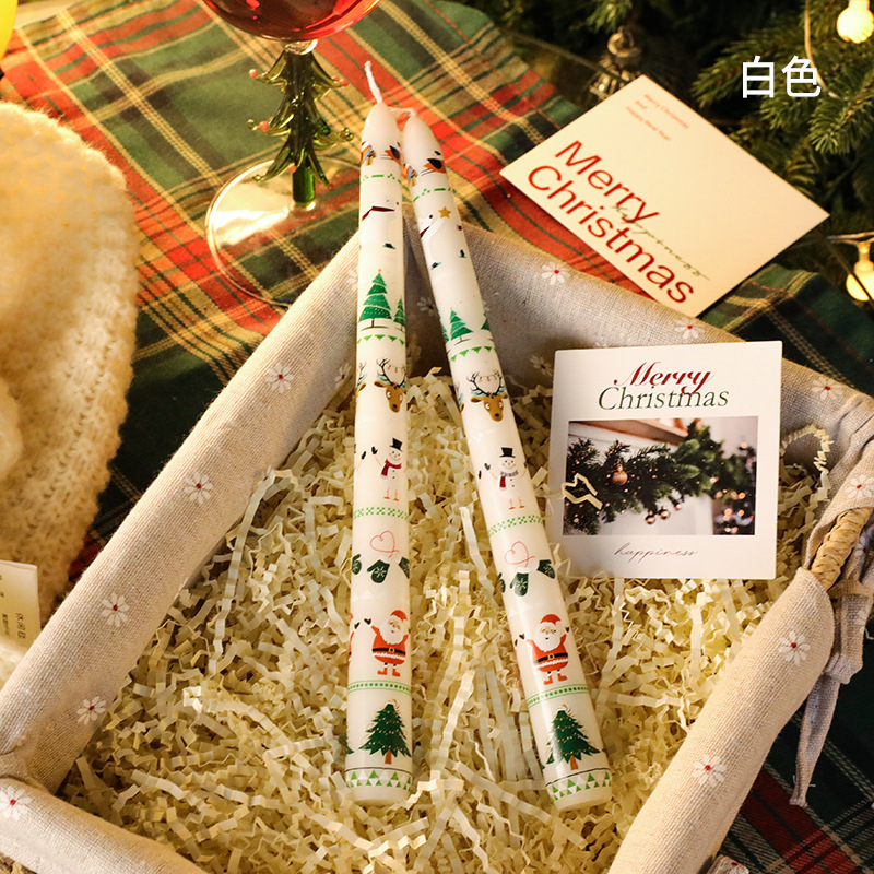かわいいクリスマスの漫画のパラフィン25cmのプリントの長い竿のろうそくは雰囲気のホテルのレストランを飾って燭台を飾ります。|undefined
