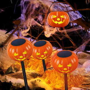 Solar Halloween Holiday Decorative Landscape Light Waterproof Floor Insert Light Flame Light Atmosphere Garden Light Pumpkin Light