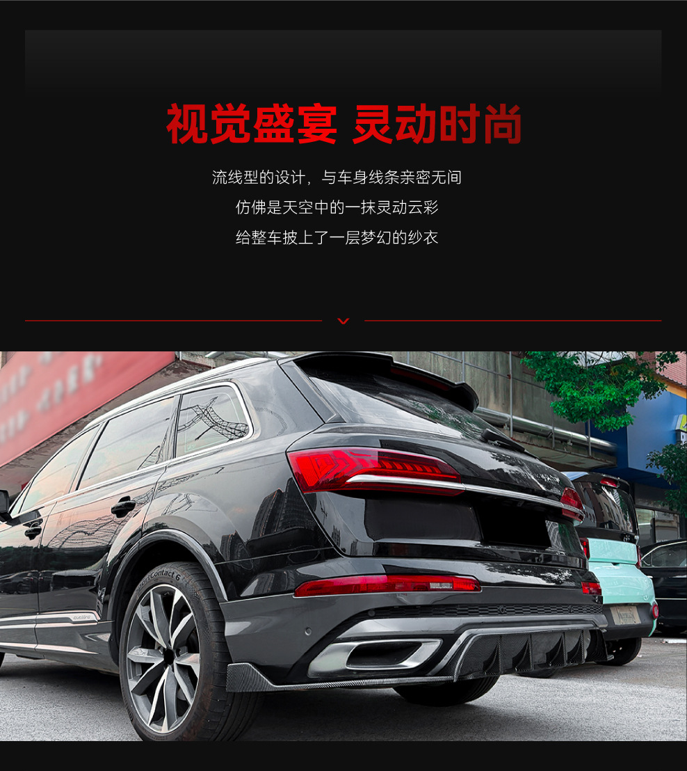 Suitable for 2020-2023 Audi Q7 Sline 4m Dedicated Rear Lip Spoiler Surround Cross-Border Modification Parts