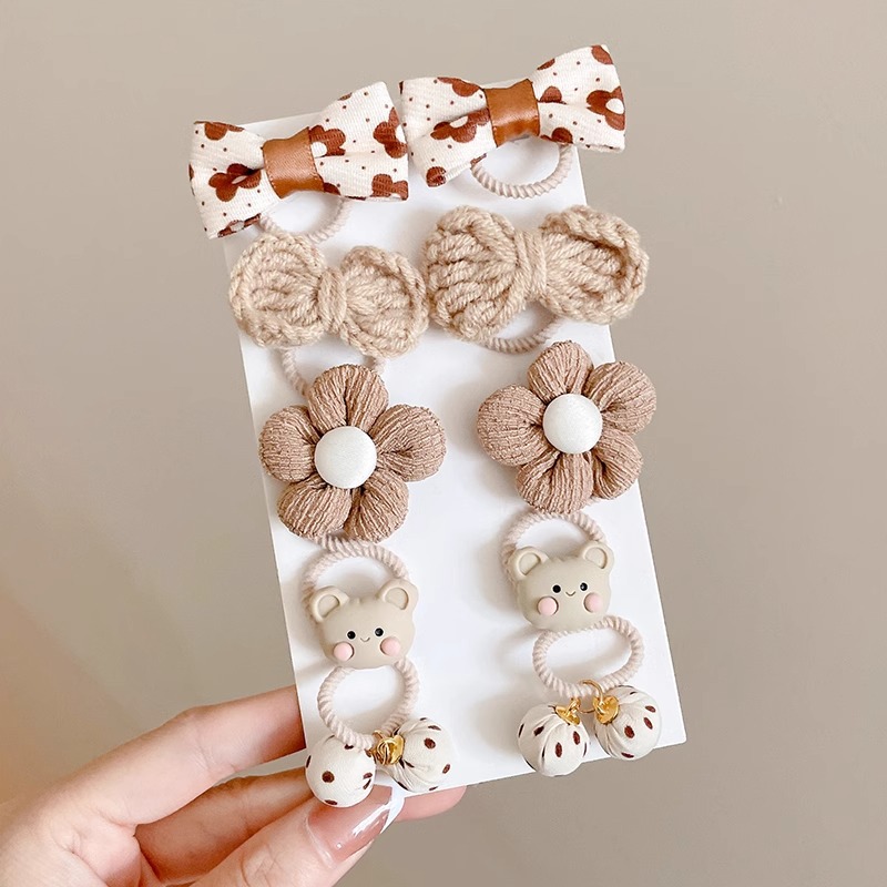 Bebé atado pequeño anillo de cabello no lastimar el cabello pequeña banda de goma de verano para niños de flores trituradas mariposa atada joyería de cabello de cola de caballo