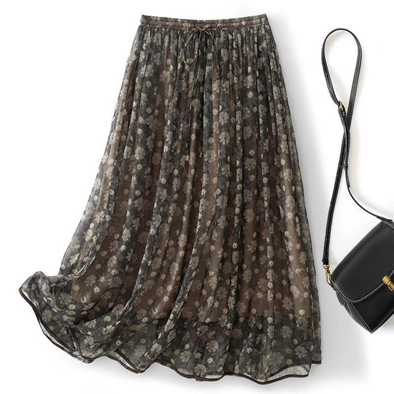 Европейские товары высокого класса маленькая маргаритка тяньси юбка бюст женская летняя 2025 новая мама цветочная сетка пряжа удлиненная юбка