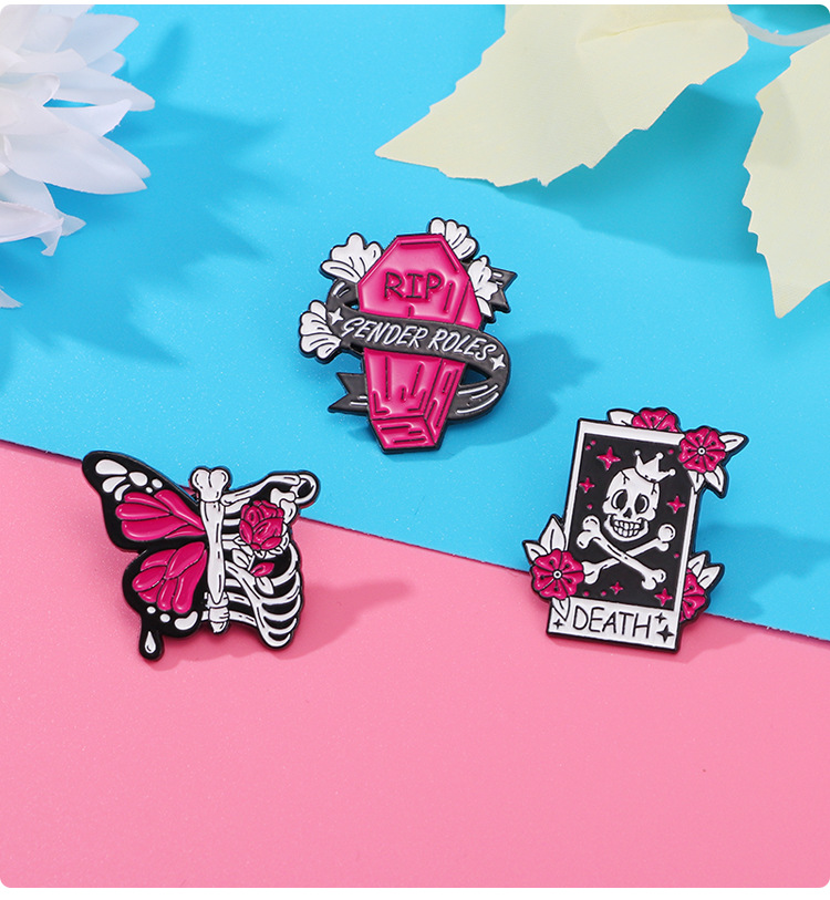 6g Weight Brooches Classification Simple Style Pin Skull Alloy Enamel Unisex Brooches