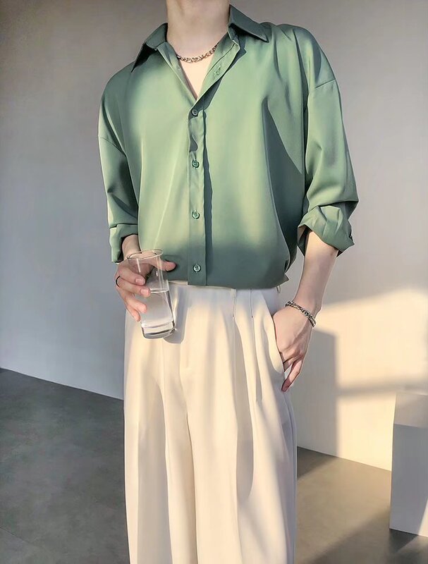 Loose Draped All-match Casual Long-sleeved Shirt Men's Spring and Autumn Duffy Handsome Simple Niche Men's Fashion Shirt