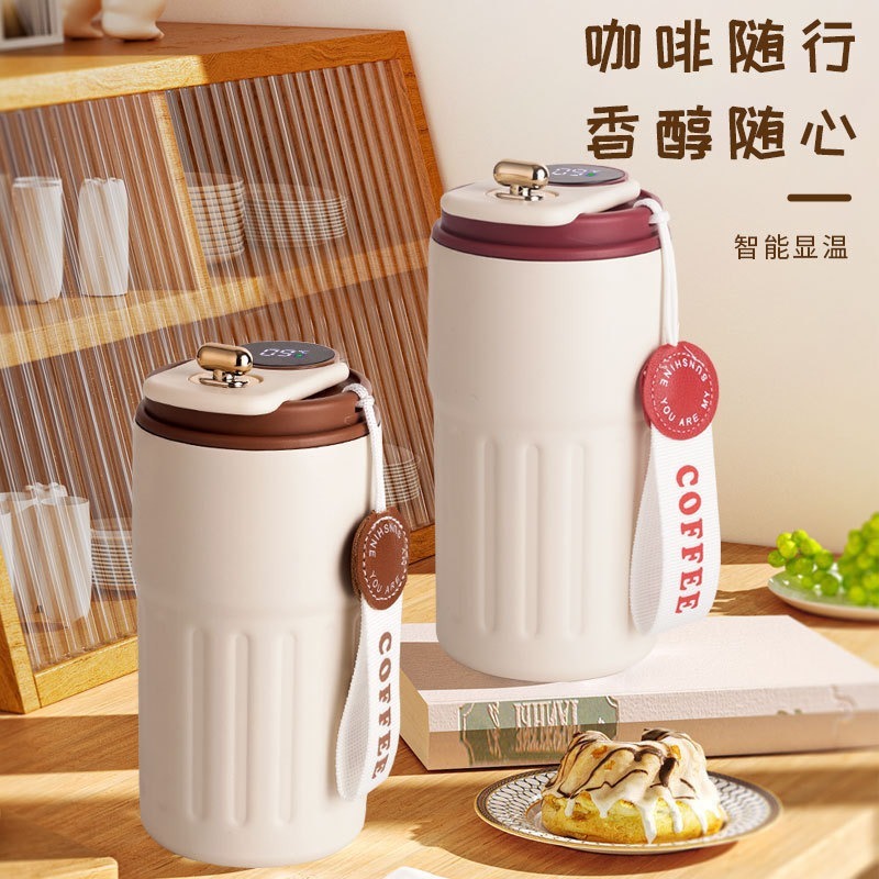 高品質コーヒーカップ 316 ステンレス鋼ギフト魔法瓶カップスマート温度表示ポータブルお土産カップ|undefined