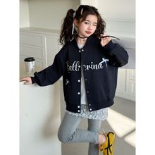 女童外套春秋款2025新款中大童蝴蝶结棒球服儿童时尚绣花夹克衫潮