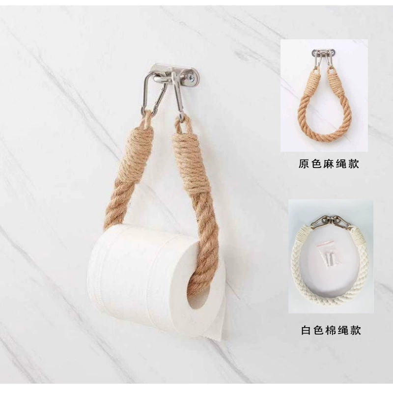 Держатель для бумажных полотенец из пеньковой веревки, креативный держатель для рулонной бумаги, перфорированный держатель для туалетной бумаги для ванной комнаты, держатель для туалетной бумаги из нержавеющей стали 304
