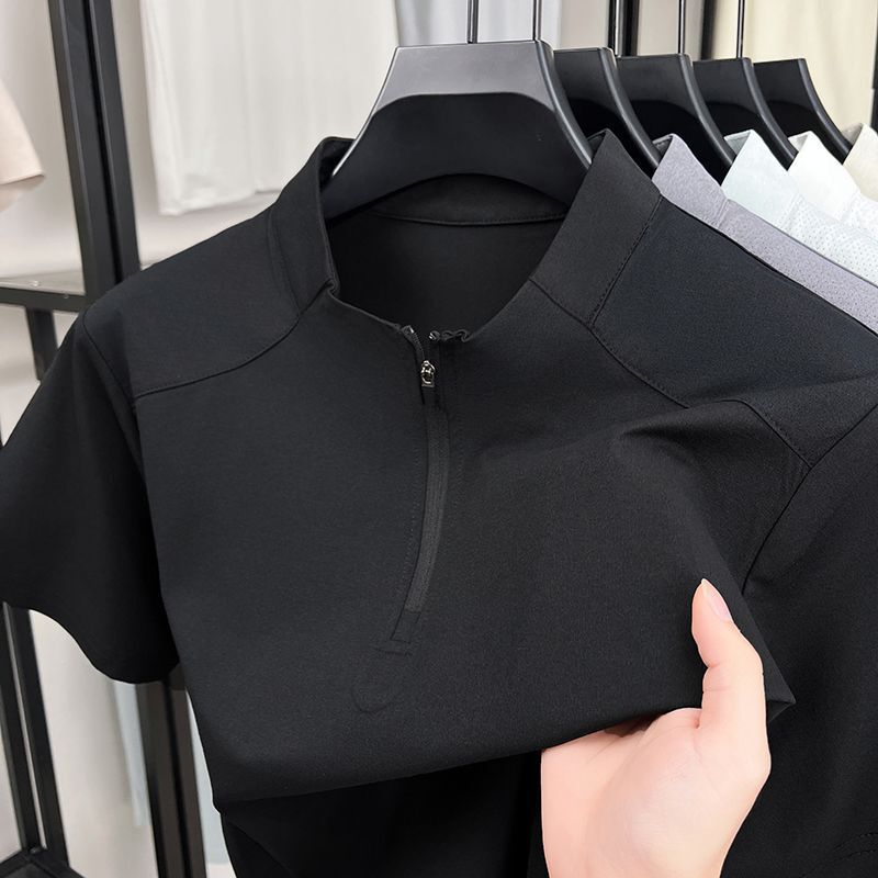 Summer Quick-Dry Half-Zip T-Shirt for Men, Stand Collar, 2026 New Style, Ice Silk, Thin, Breathable Base Layer Top, Stylish Summer Quick-Dry Half-Zip T-Shirt for Men, Stand Collar, 2026 New Style, Ice Silk, Thin, Breathable Base Layer Top, Stylish