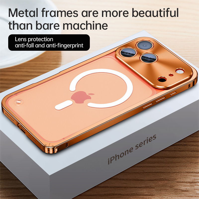 Funda para iPhone 17 Pro Max con hebilla magnética de caballito de mar, marco metálico para Apple 16, lente con cobertura total, 15 unidades