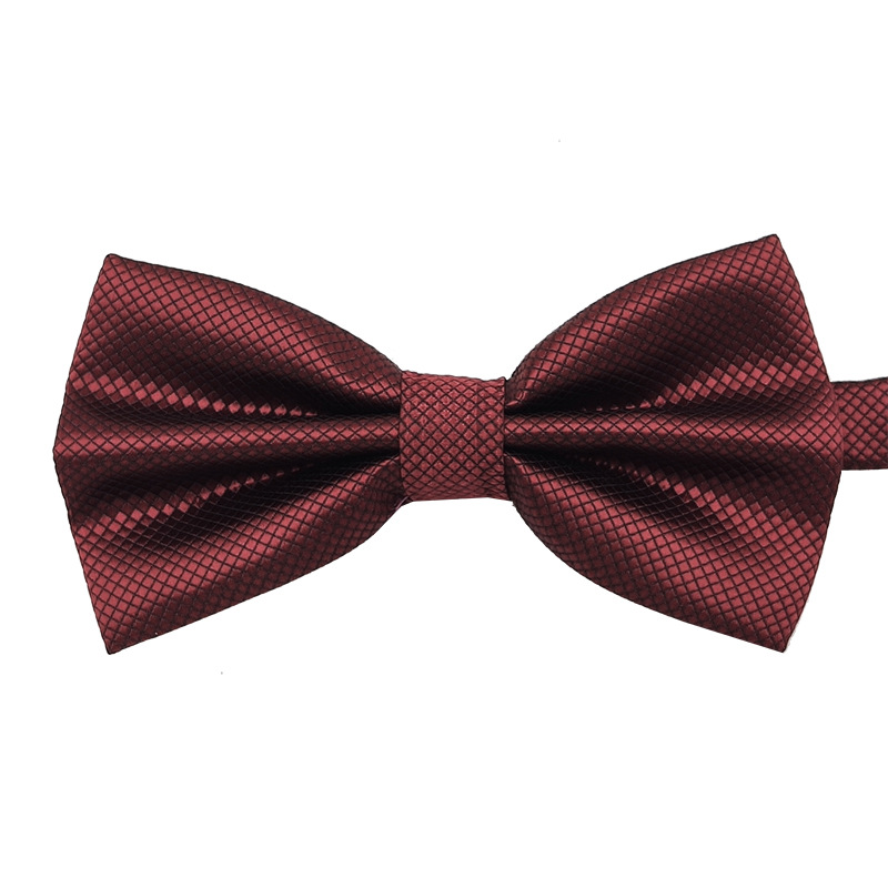 Pajarita negra de color sólido para hombre British Cube Spot Venta al por mayor Ropa formal Boda Doble pliegue Doble lazo de doble capa 27 colores