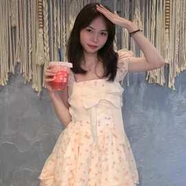 【原版T花 】甜美碎花短裙夏日油画感蝴蝶结纯欲连衣裙夏季女裙子