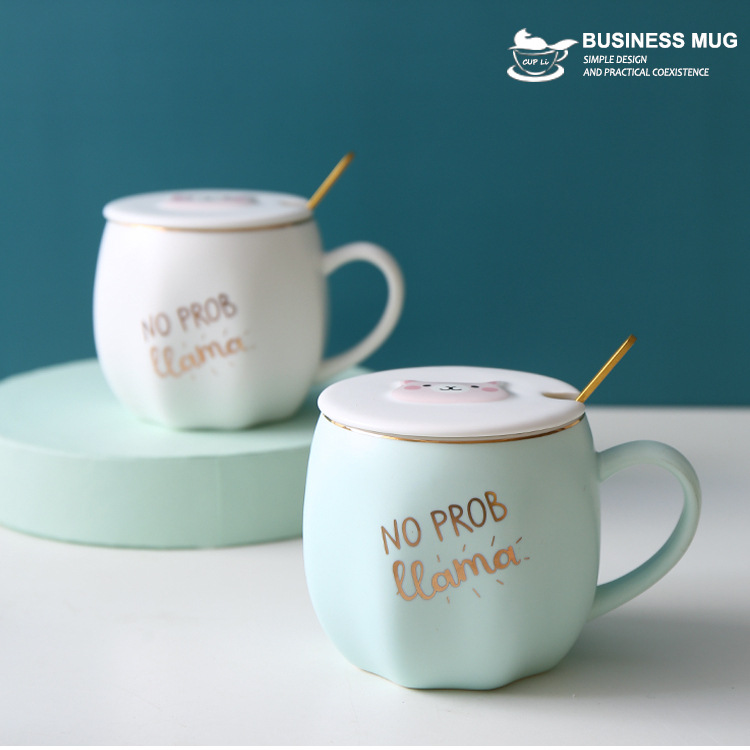 Lindo alpaca Taza de cerámica patrón calabaza dibujos animados en relieve animal cabeza pareja fresco estudiante