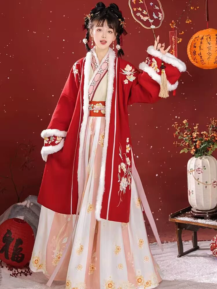 Песня Стиль Осень и зима Zhujin Hanfu взрослая планка на флисовой подкладке длинная рубашка повседневное пальто китайский стиль Новогоднее Приветствие одежда костюм