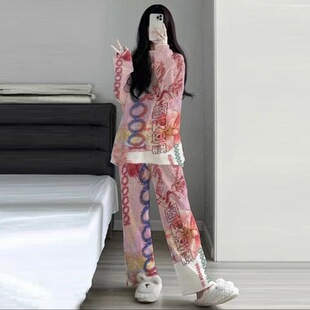 Fall/Winter Male and Female Student Dormitory Funny One Million Pajamas Couple Long Sleeve Short Sleeve Sleeping and Going Out Suit Home Dress