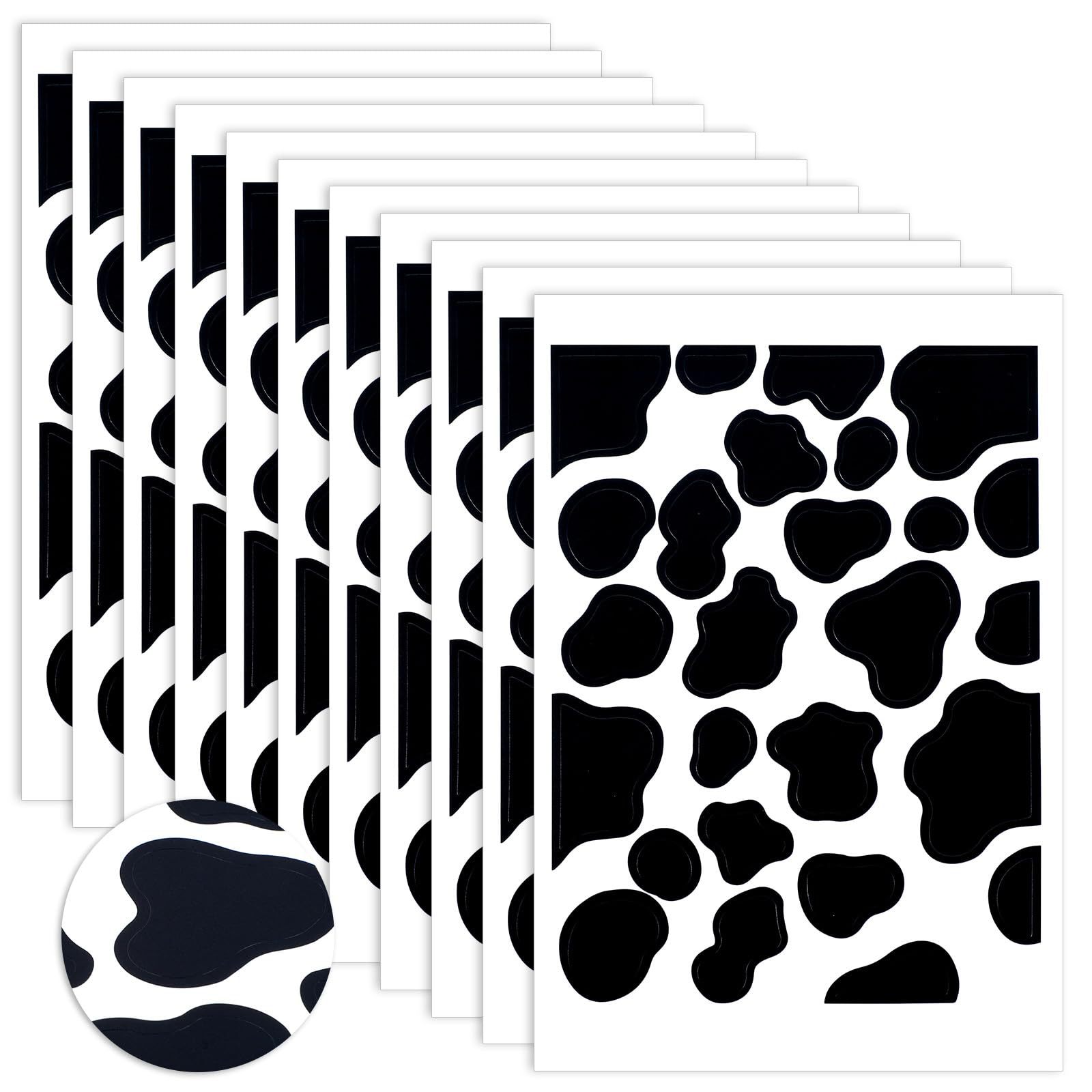 Black Cow Pattern Sticker for Car Cup Peelable Self-Adhesive Cow Pattern Decorative Sticker