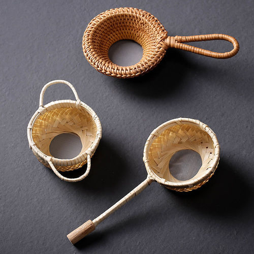 Rattan cover and cover holder with spare parts, bamboo tea leakage, tea filter accessories, household tea ceremony supplies, Kung Fu tea set accessories bracket