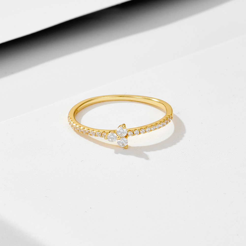 Estilo coreano ins simple luz de lujo anillo de plata esterlina hembra micro incrustaciones de ZIRCON nicho todo fósforo Internet celebridad fina anillo pulsera