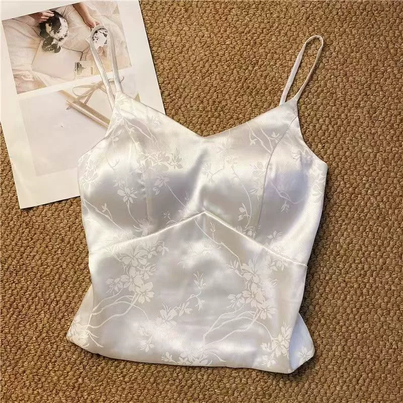 Топ-майка с чашками, китайско-французский стиль, как бельё-наружная одежда, размер средний (80–130 цзинь)