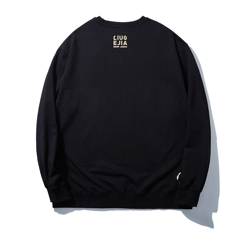 Pull ample à col rond pour homme avec imprimé lettre d'ours et gros caractères_voghion.com