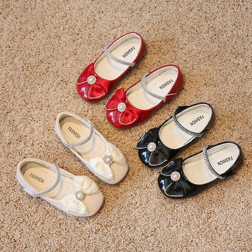 Sweet Big Red Girls Leather Shoes  Spring New Children's Shoes Cute Bow Princess Shoes Children's Shoes