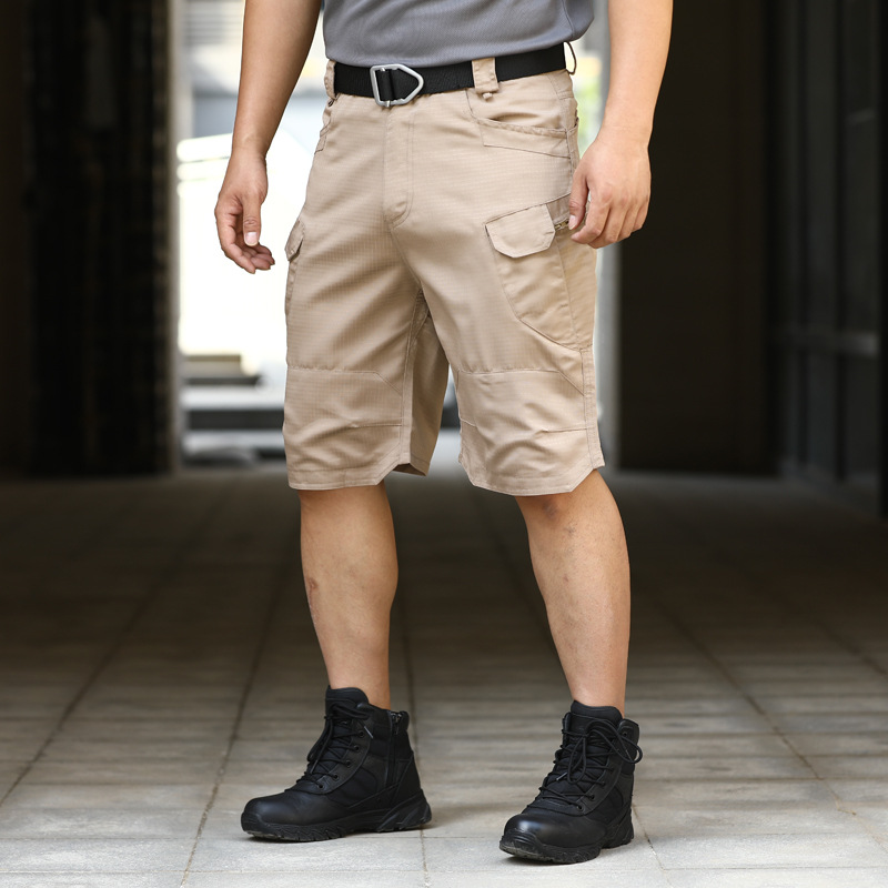 Fans militares tácticos pantalones cortos de camuflaje resistentes al desgaste pantalones de cinco puntos para hombres, montañismo al aire libre urbano de verano, pantalones de herramientas impermeables y transpirables