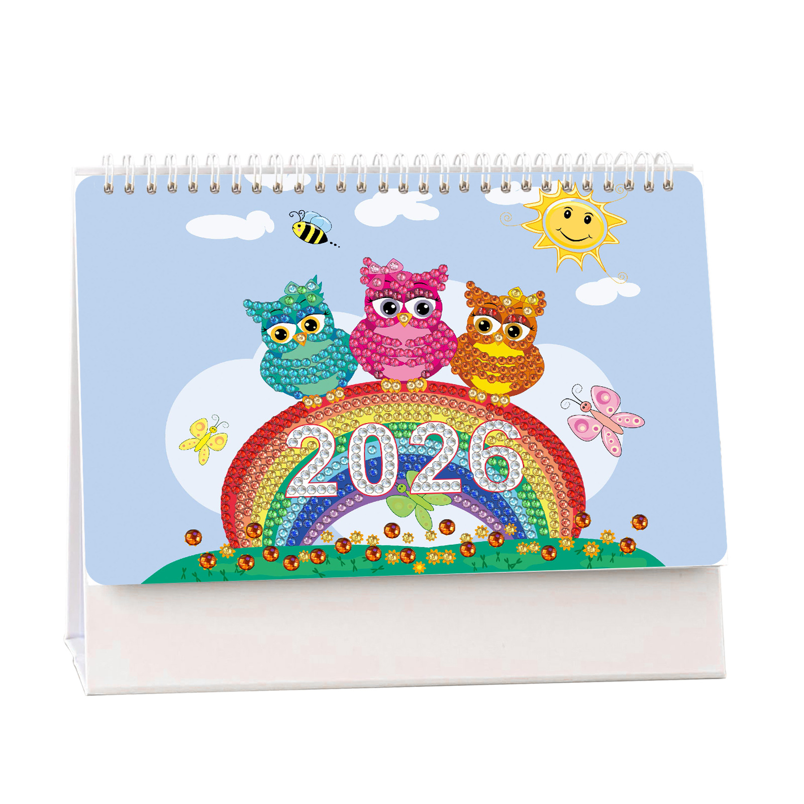 Transfronterizos para 2026 pinturas de mampostería DIY hechas a mano alrededor del conjunto de pegatinas de diamantes de mesa calendario de fábrica en stock