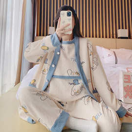2024新款秋冬季空气棉夹层月子服孕妇哺乳衣喂奶出院服孕产妇睡衣