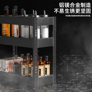 ◈ Seasoning Basket Kitchen Cabinet Condiment Double-Layer Drawer-Type Small Size Aluminum Alloy Narrow Cabinet Storage Rack