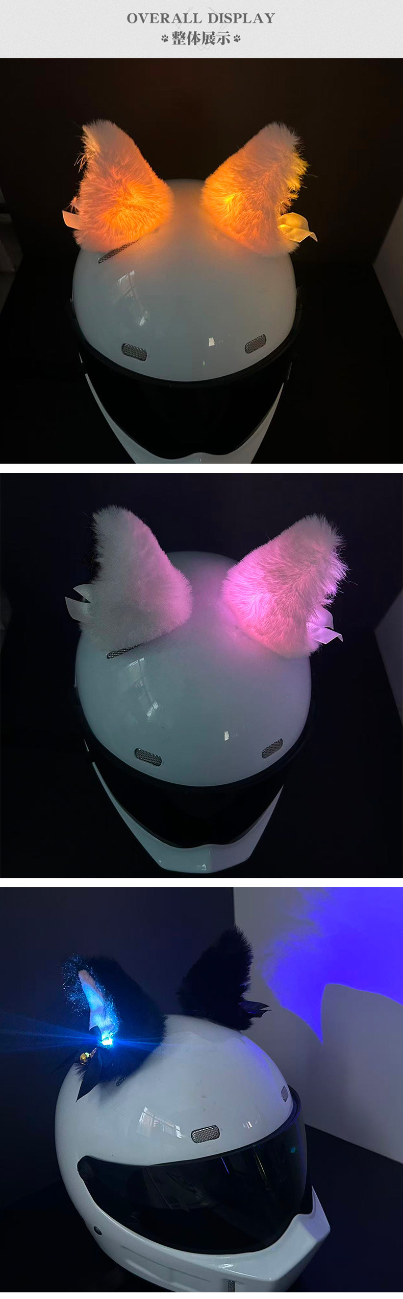 Motorcycle Helmet Decoration Detachable Luminous Cat Ear Motorcycle Motorcycle Helmet Accessories Electric Motorcycle Helmet Decoration