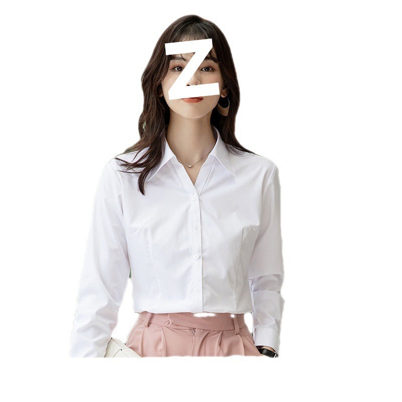 レディース白シャツ角襟長袖正装職業ビッグサイズ作業服職業服婦人服白シャツ|undefined