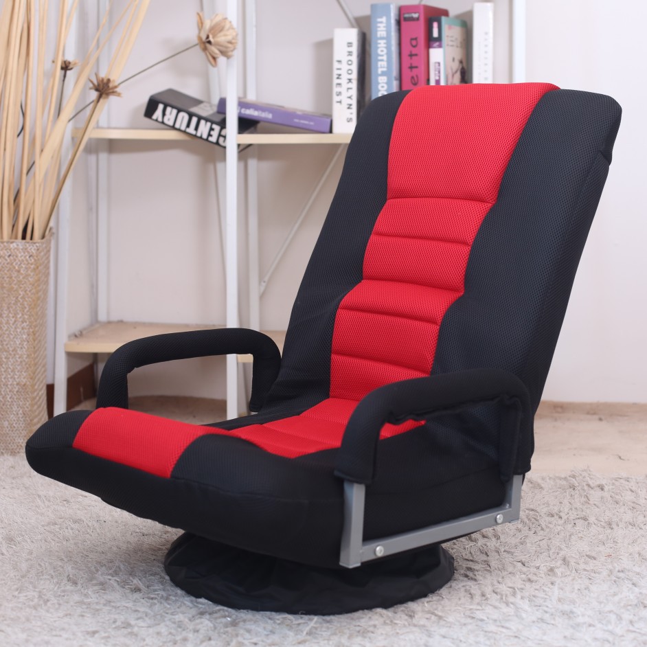 Lazy Sofa Recliner Swivel Floor Chair with Armrests Multi-angle Folding Floor Chair with Padded Backrest Game Chair